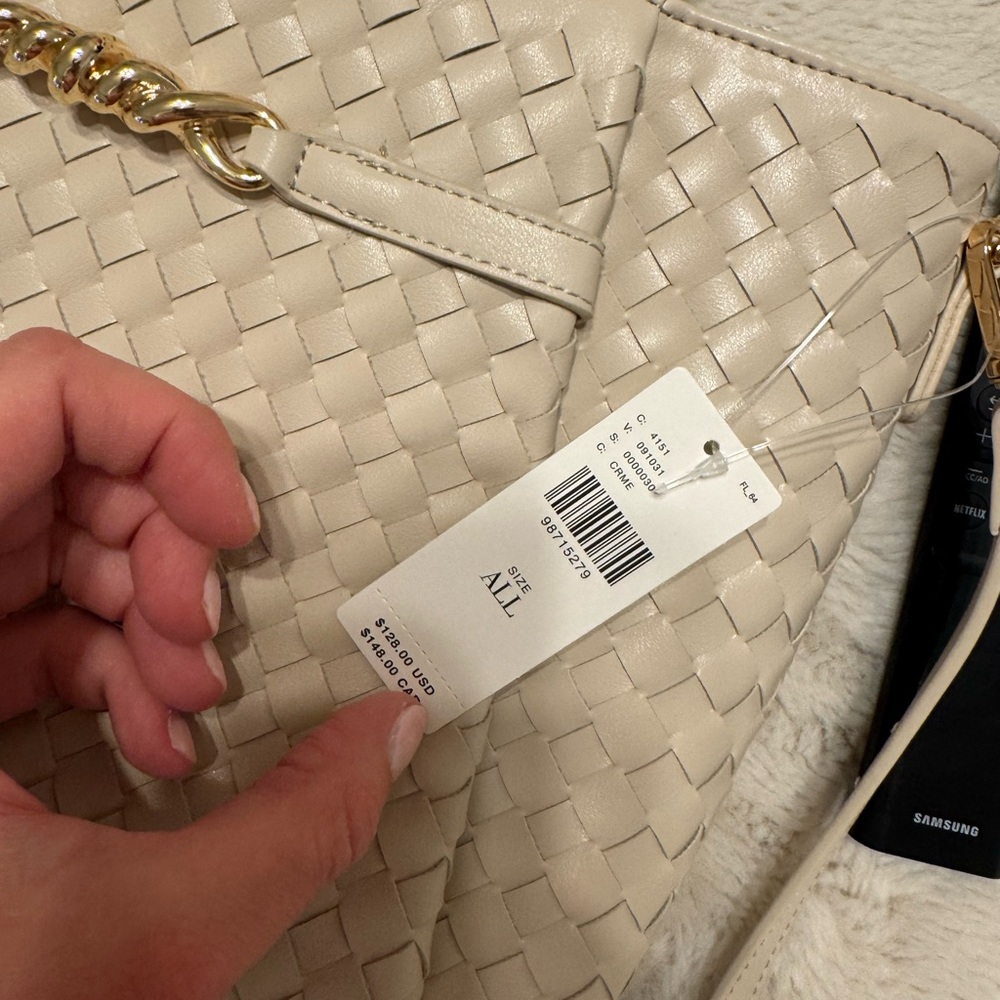 Anthropologie Cream Woven Bag